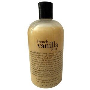 Philosophy French Vanilla Bean Shampoo Shower Gel Bubble Bath 16 Oz New Sealed